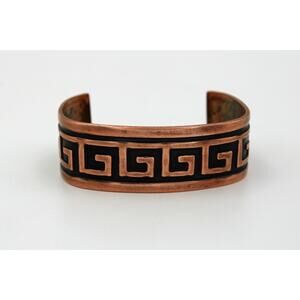 Solid Copper Grecian Key Cuff Bracelet